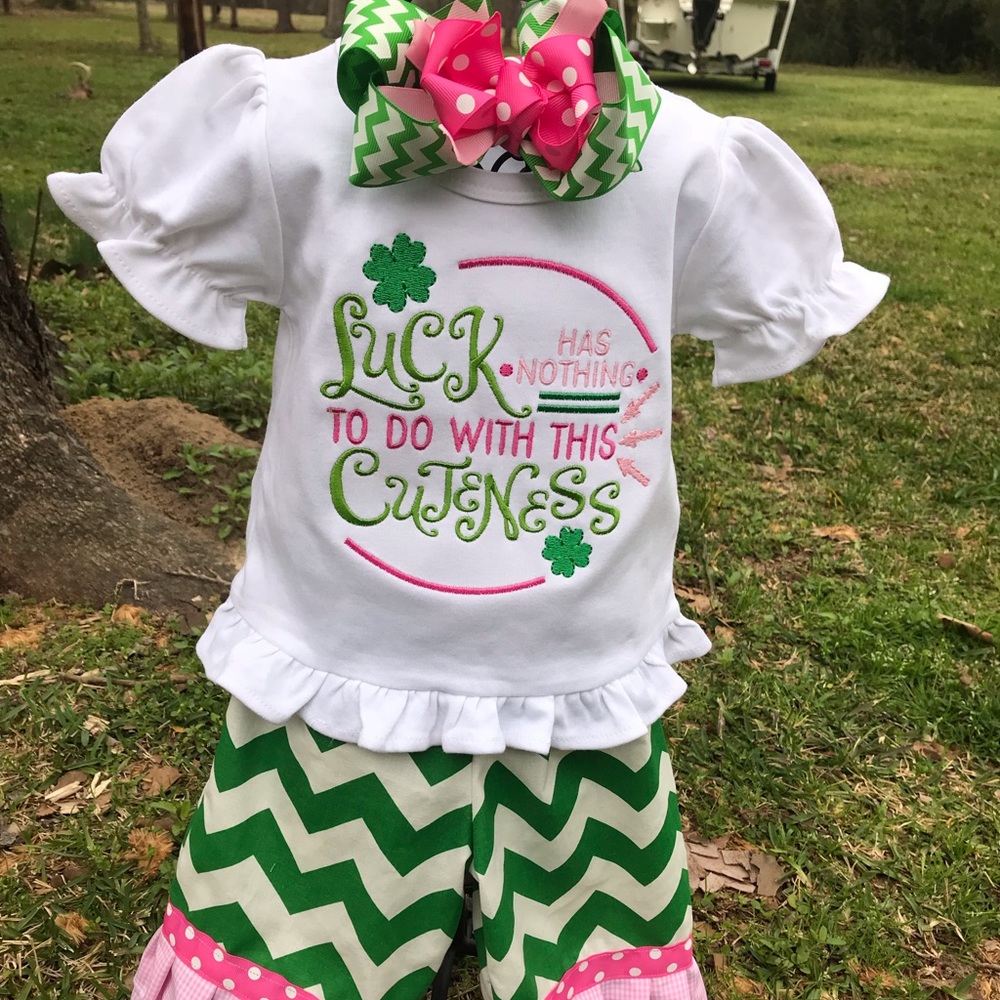 Ruffle pant/shirt set with bow  0/3 month - 4t